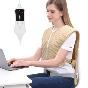 4D Hollowed Out Ultra Breathable Synthetic Fiber 75W Office Home Heating Vest Shawl Smart Timer Extra Large Electric Blanket