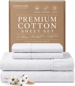4Pcs 100% Cotton Home Textiles Bedding Set Flat Fitted Sheet Bedsheet With 2 Pillow Cases for Hotel