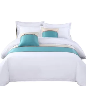 4Pcs Microfiber Bed Linen Bedding Set Flat Fitted Sheet Bedsheet with 2 Pillow Case for Hotel