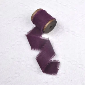 4cm Custom Printed Cotton Linen Handmade Raw Edge Ribbon Roll Double Face Personalized Natural Material For Wedding Gift Decor