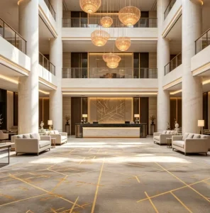 4m Tufted Custom Hotel Jacquard Carpet Felt Back Nylon Anti Slip Heavy Traffic Contractor Ballroom Guest Room Area