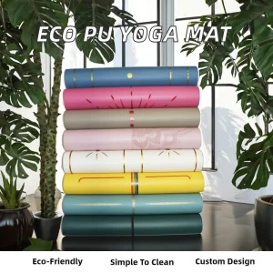 4mm Eco Friendly PU Natural Rubber Yoga Mat with Laser Engraved Logo Carrying Strap Easy to Clean Great for Exercise