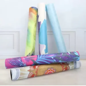 4mm Natural Rubber Suede Yoga Mat Sweat Absorbent Machine Washable Non slip Travel Exercise Mat
