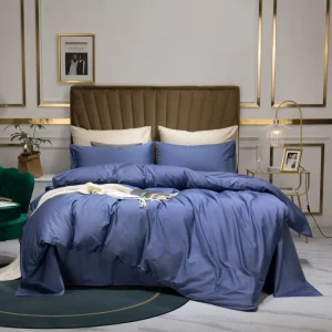 4pcs 100% Cotton Duvet Cover Set with Zipper Closure Includes Duvet Cover Fitted Sheet & 2 Pillow Shams for All Season
