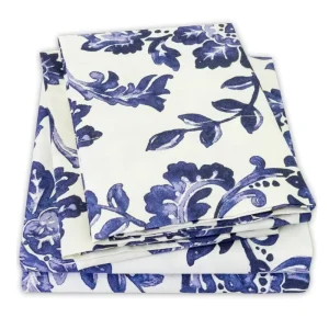 4pcs Bed Sheet & Pillowcase Set Big Flowers Disperse Printing