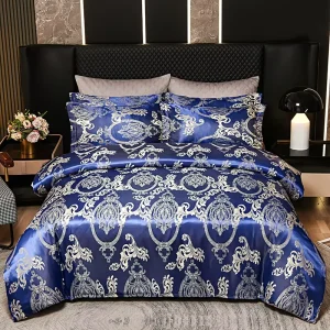 4pcs Bedding Set Manufacturer 200*230cm Luxury Silky Satin Duvet Cover Set Jacquard Bedding Set for Home