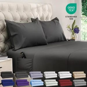 4pcs Brush Microfiber Cooling Sheets Deep Pocket Hotel Bed Sheet Set