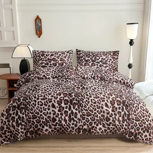 4pcs Cotton Cover Set Bed Sheet King Size Leopard Print Pattern Bedding Set Comforter Quilt Cover Factory Price High Quality