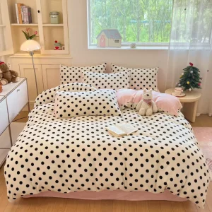 4pcs Light Luxury Anti static Warm Soft Comfortable Milk Velvet Plant Floral Printing Home king Bedroom Bedding Duvet Cover Set