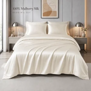 4pcs Solid Color Silk Fitted Sheets Duvet Cover Twin Queen King Size Customised Bedding Set