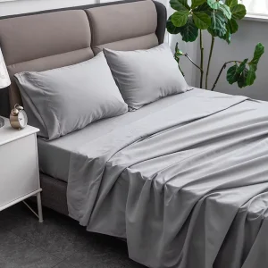 4pcs Solid Home Textiles Bed Sheet Set Elastic Fitted Bedsheets with Pillowcase