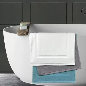 5 Star 100% Cotton Bath Mats Bulk Anti Slip Quick Dry Custom Logo Durable Eco Friendly Hospitality Bath Rugs