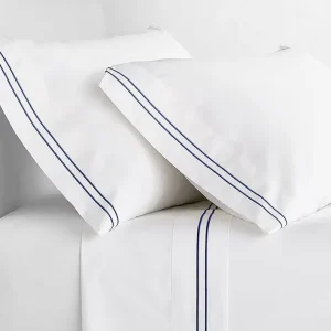 5 Star Hotel 100% Cotton Bedding Set with Stripe Embroidery Duvet Cover Set Bed Sheet Set Queen King Size Solid 250TC Sateen OME