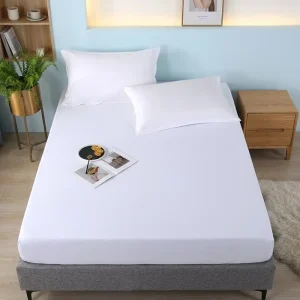 5 Star Hotel 100% Cotton White Fitted Bed Sheet Set Luxury Hotel Bedding 300TC Weave Eco-Friendly Modern Style All-Season Custom