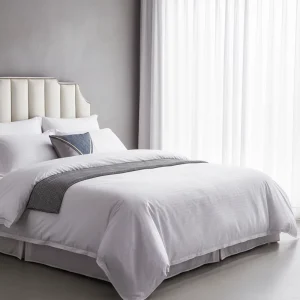 5 Star Hotel Bedding King Size 100% Cotton Sateen White Bed Sheet Set with Pillow Cases 300tc Thread Count American Style