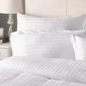5 Star Hotel Duvet Cover Sateen Weave Satin Stripe 100% Cotton White Bed Sheet Pillowcases Bedding Sets