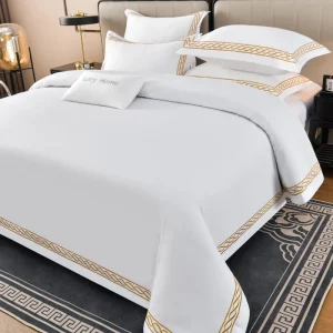 5 Star Hotel Grade Cotton Bedding Set Custom Embroidery Design Bed Sheet Kit