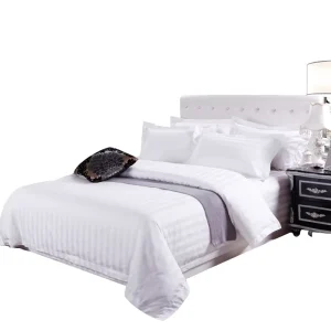 5 Star Hotel Linen Egyptian Cotton Sateen Duvet Cover Set Stripe Embroidery Duvet Cover Bed Sheet Pillowcases Bedding Set