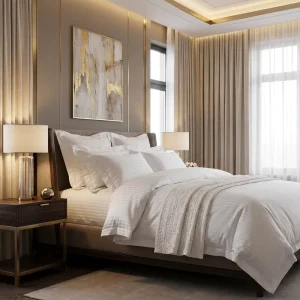 5 Star Hotel Printed Plant Design White Pillow Case Duvet Cover Bed Sheet Set Cotton 400TC Eco-friendly Soft Hand Feel