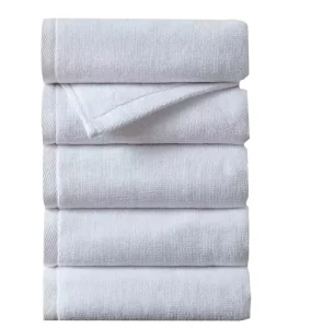 5 Star Hotel Towels White Custom logo Bathroom Linen 100% Cotton Face Hand Bath Hotel Towel Set