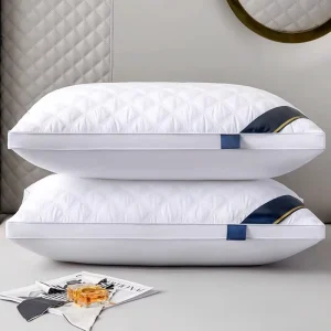 5 Star Luxury Hotel Bed Pillow Quilted Brushed Fabric Down Alternative Microfiber Neck Support Pillow Insert OEM