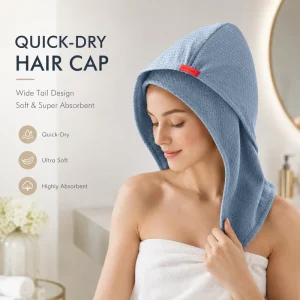 5 Star Quality Waffle Quick Dry Breathable Odor Resistant 30*75cm 140g Hair Drying Cap for Women Spa and Daily Hair Care