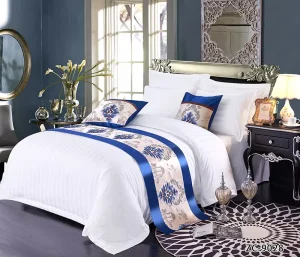 5 Star White 100% Egyptian Cotton Bed Cover Skirts Bedding Set Linen Bed Sheet for Hotel