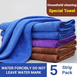 5 Strips Remove Oil Stains Wiping Rag 400GSM Thickened Kitchen Towels 25*25 30*40 Ultra Fine Fiber Household Cleaning Cloth
