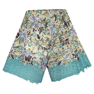 5 Yards 3D Floral Lace Wax Fabric Embroidery Patch Wax Print Cloth Dress Making Fabric With Lace Appliques
