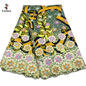 5 Yards 3D Lace Wax Fabric African Wax Print Fabric Ankara Fabric Batik Fabric Applique Wax Embroidery Wax Fabrics