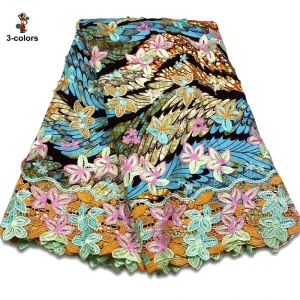 5 Yards Wax Fabric African Wax Print Fabric Ankara Fabric Kente Cloth Batik Fabric 3D Lace Embroidery Wax Fabrics