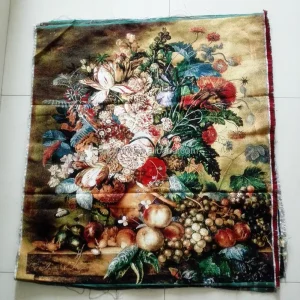 50*50cm Home Textile Custom Aubusson Jacquard Woven Floral Pattern Tapestry Wall Hanging for Living Room