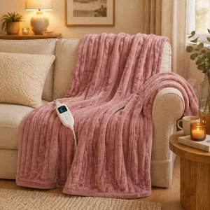 50*60 Inch Double Sides Flannel Fleece Electric Throw Blanket 110V Fast Heating Overheat Protection Machine Washable