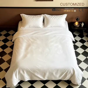 50% Cotton 50% Polyester Hotel Bed Sheet Set White Soft Duvet Cover Pillowcase OEM for Hotel Chain Buyers