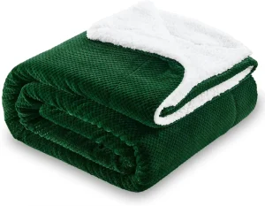 50 X 60 Inches Reversible Sherpa Fleece Waffle Throw Blanket Super Soft Lightweight Fluffy Plush Bed Solid Raschel Blanket