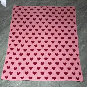 50″x60″ Reversible Hearts Pink Fleece Knot Throw Valentines Day Blanket Cozy Plush Soft Fleece Valentines Day Blanket Gift