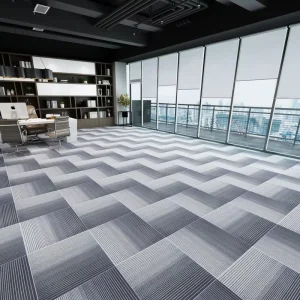500x500mm Cross Linear Strip Carpet Tiles Anti-slip Removable Modular Square Carpet for Corporate Workplace Office Building