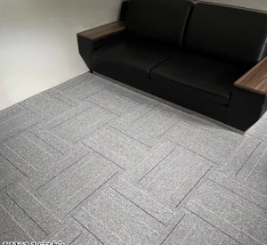 500x500mm Vertical Line Strip Carpet Tiles Anti slip Removable Modular Square Carpet for Corporate Workplace Office Building