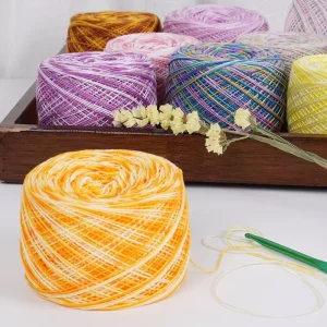 50G Blended Cotton Sewing Yarn High Strength Lace Knitting Yarn with Stretchfibres Dyed Melange Multiple Colors