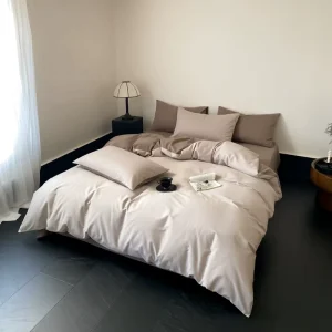 50S High Count 100% Cotton Brushed Bedding Set Peach Skin Soft Warm Thick Bed Sheet Set for Cold Winter