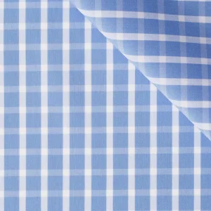 50S Yarn Dyed Stretch Fabric Cotton Nylon Spandex Woven Blue Stripe Plaid Men’s Ladies’ Shirting Clothing Fabric