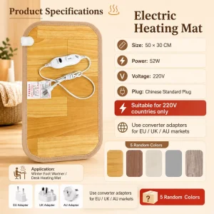 50x30cm Personal Heated Mat for Hand Foot 220V Universal Plug Random Color