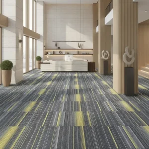 50x50cm Modern Striped Carpet Tile Cushioned Loop Pile Square Shape Polyester Office Floor Carpet Tile for Hotel