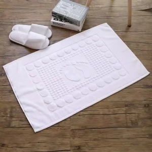 50x80cm Bath Mats Rugs Floor Towel 100% Cotton Hotel SPA Shower Mat Machine Washable Fade Resistant Bathtub Mat White Bath Rug