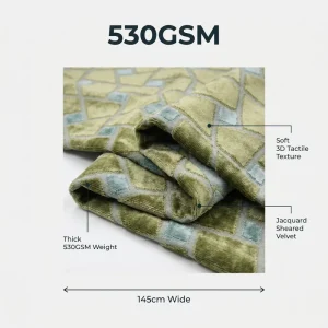530GSM Heavyweight Two Color Jacquard Cut Pile Velvet Fabric 145cm Wide Upholstery Fabric for Luxury Furniture