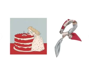 55*55cm Polyester Red Cake Square Bandana Neck Scarf for Decoration Versatile Small Square Scarf for Commuting & Daily Use