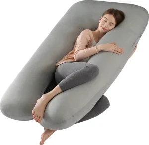 57 Inch Cooling Pregnancy Pillow Sleeping U Shaped Full Body Maternity Pillow Support for Back Hip Belly Legs