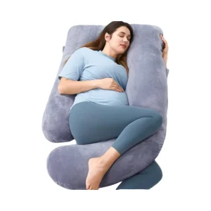57-Inch U-Shaped Pregnant Woman’s Full Body Pillow with Removable Cover Sleep Support for Back Legs Belly Hips Maternity
