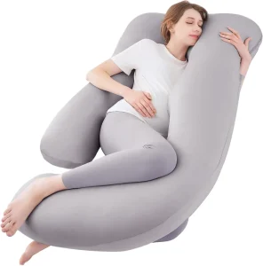57” with Removable Cover for Side Sleeper Light Grey U Shaped Cooling Full Body Must Haves Maternity Pillow for Pregnant Women