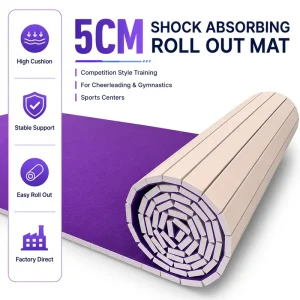 5CM Shock Absorbing Cheerleading Gymnastics Mat Roll Out Flooring for Competition Style Training and Sports Centers